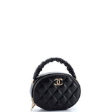CC Ruched Oval Top Handle Quilted Lambskin Mini
