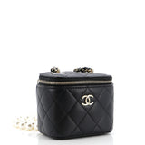 Vanity Case with Pearl Chain Quilted Lambskin Mini