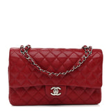 Amelia Caviar Quilted Medium Double Flap Red