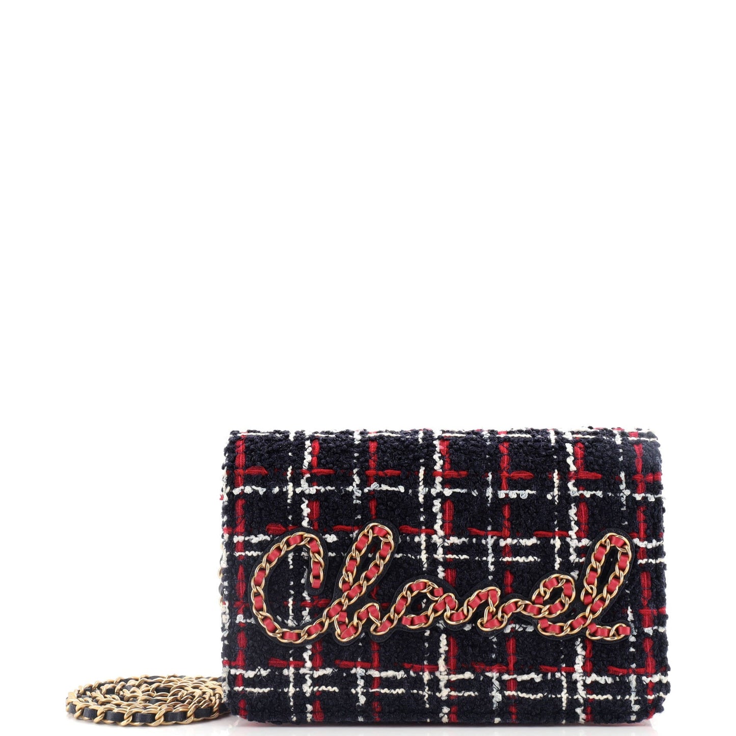 Chain Signe Wallet on Chain Quilted Tweed