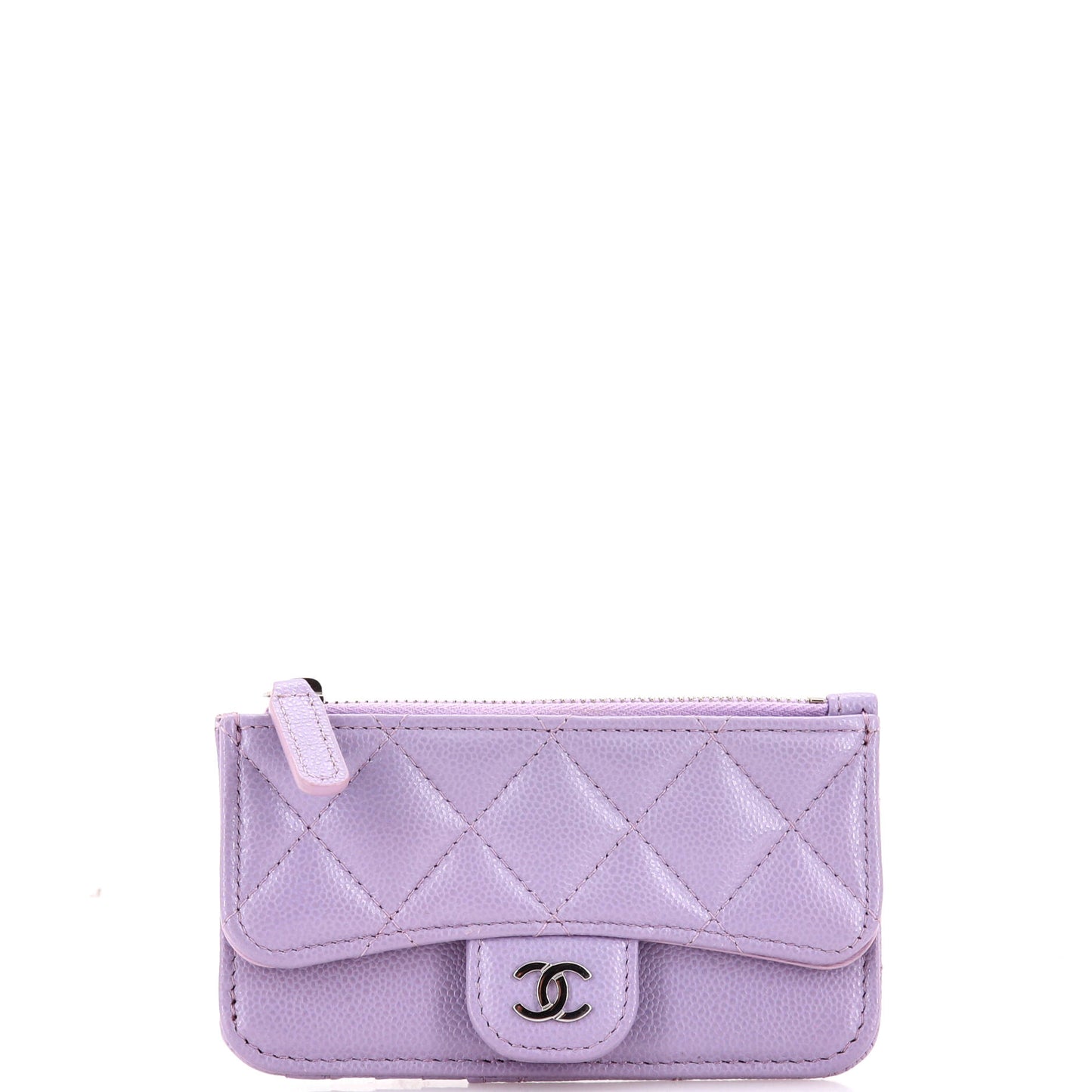 Flap Zip Card Holder Quilted Caviar