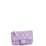 Flap Zip Card Holder Quilted Caviar