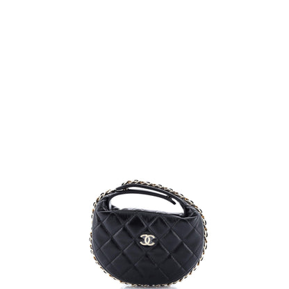Chain Around Hobo Pouch Quilted Lambskin Mini
