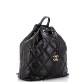 CC Drawstring Backpack Quilted Lambskin Large