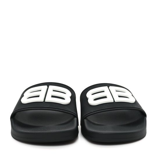 Balenciaga Rubber Womens BB Pool Slide Sandals 36 Black