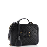 Filigree Vanity Case Quilted Caviar Large
