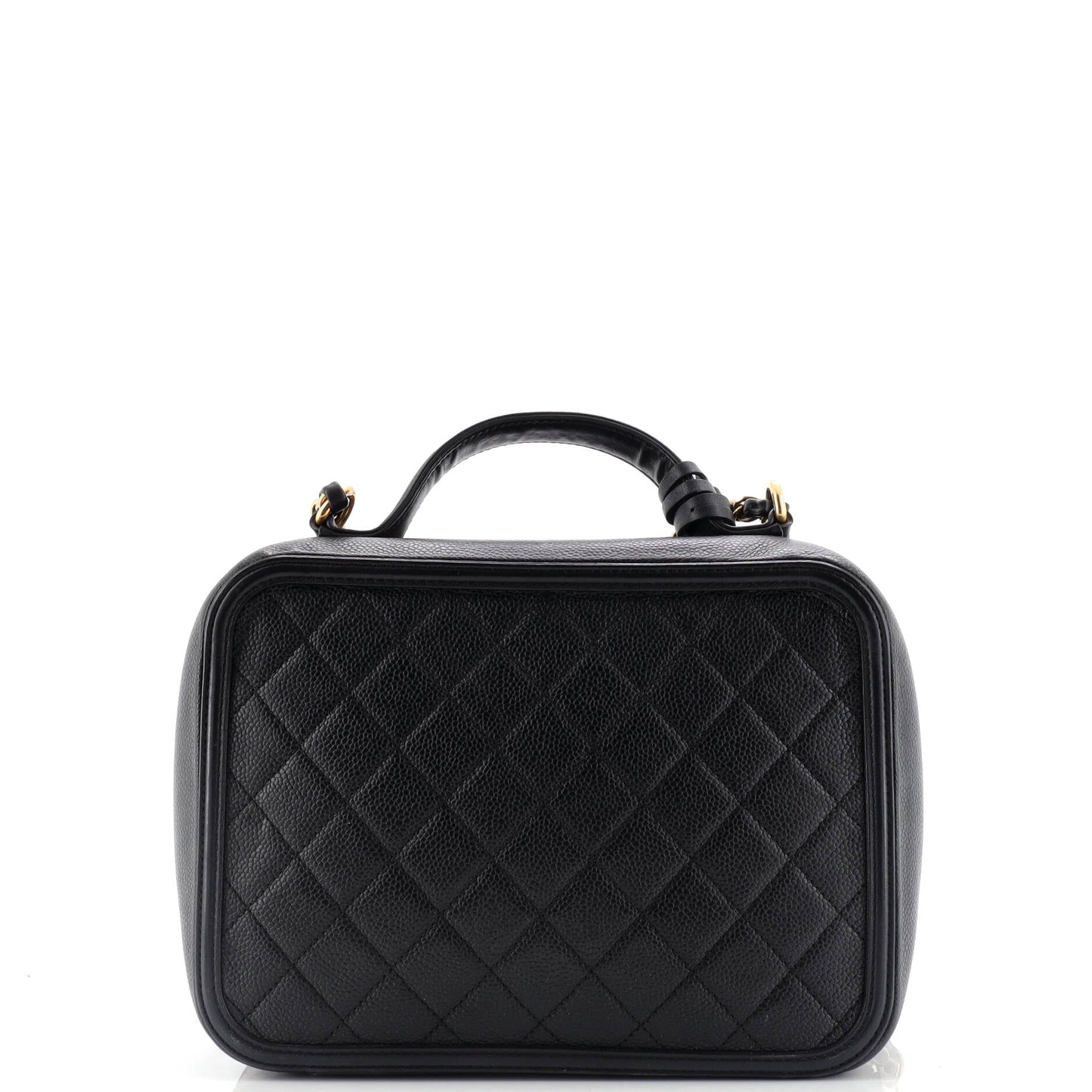 Filigree Vanity Case Quilted Caviar Large