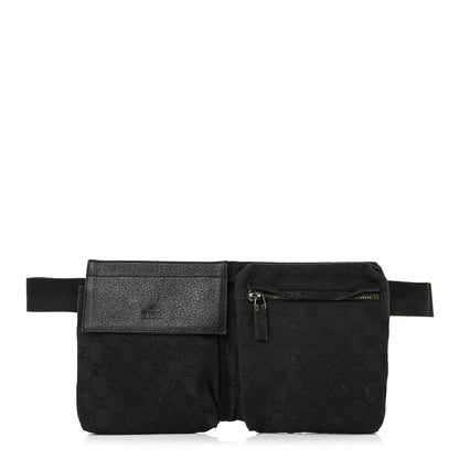 Amelia GG Monogram Double Pocket Belt Bag Black