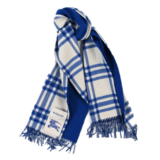 Amelia Cashmere Reversible Giant Check Fringe Scarf Knight