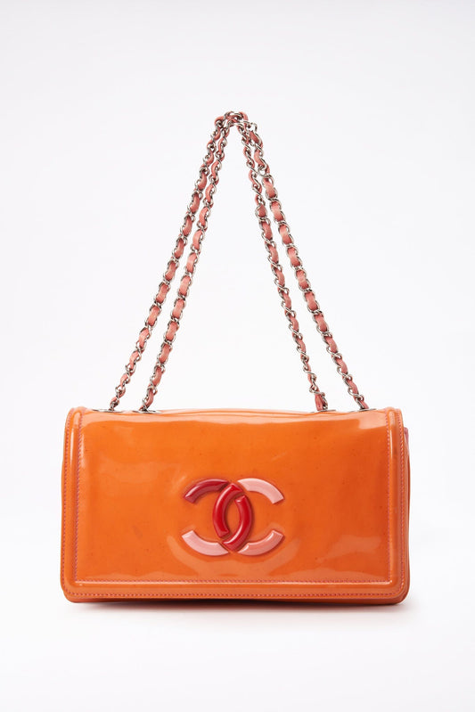 Chanel Patent Orange and Pink Leather Bag