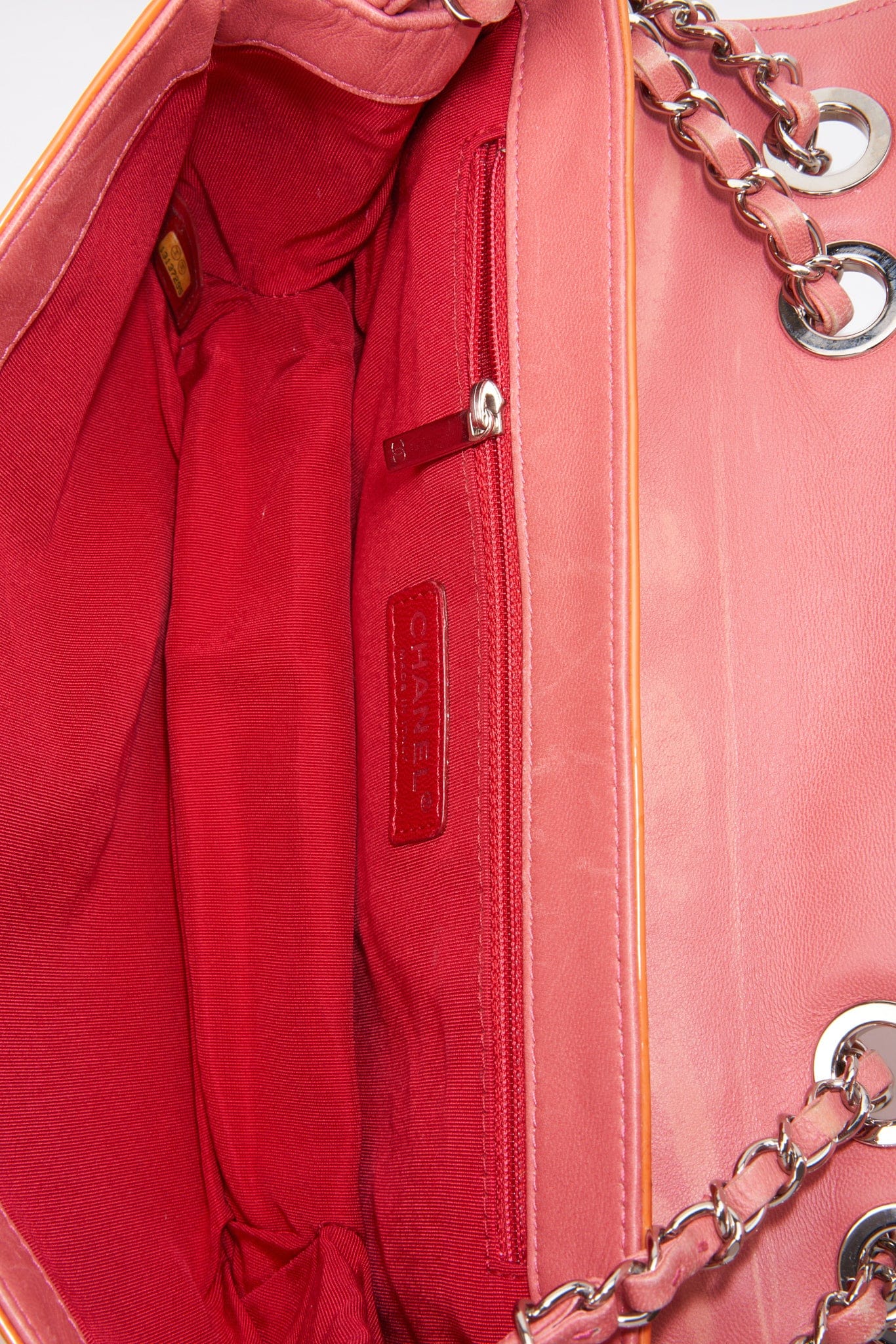 Chanel Patent Orange and Pink Leather Bag