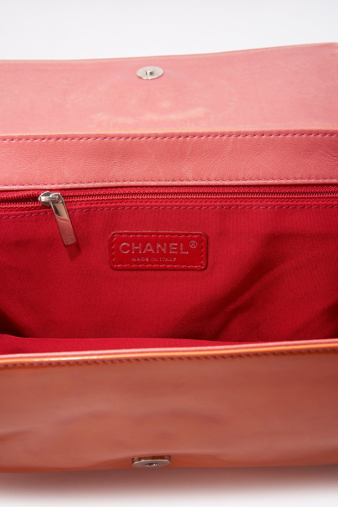 Chanel Patent Orange and Pink Leather Bag