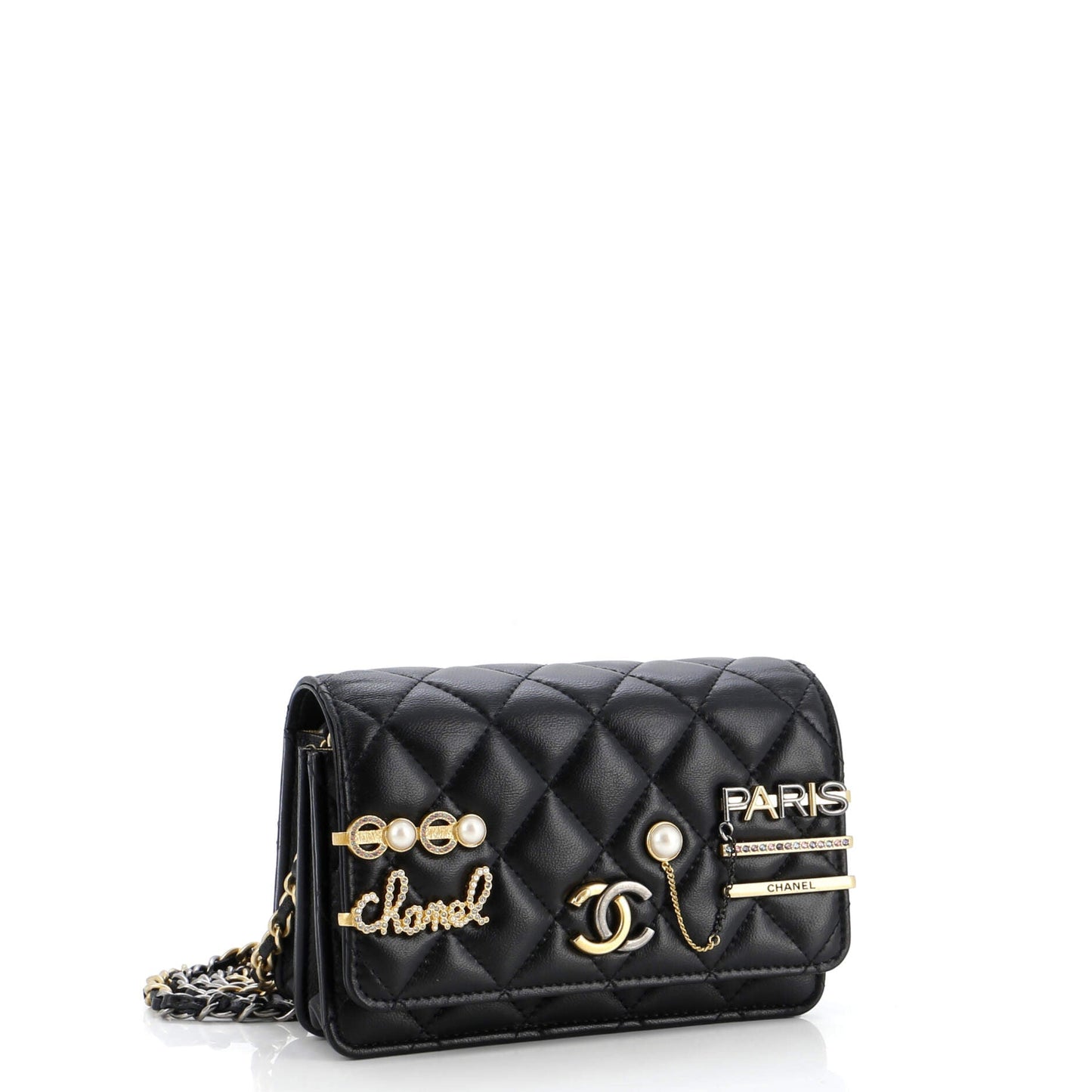 Coco Clips Wallet on Chain Embellished Quilted Lambskin Mini