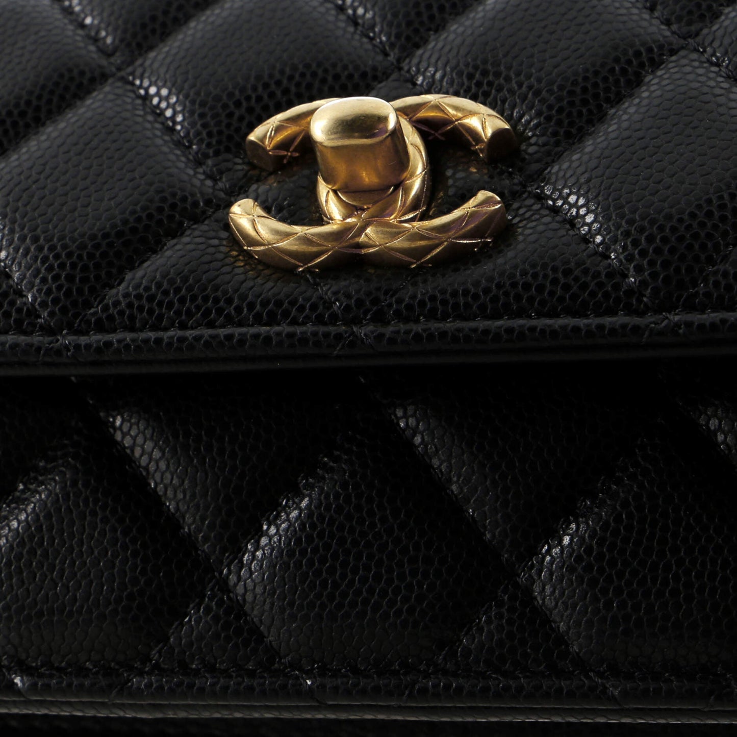 Mixed Chain Link CC Wallet on Chain Quilted Caviar Small