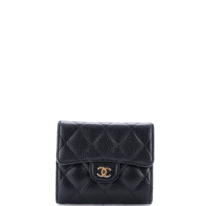 CC Compact Classic Flap Wallet Quilted Caviar