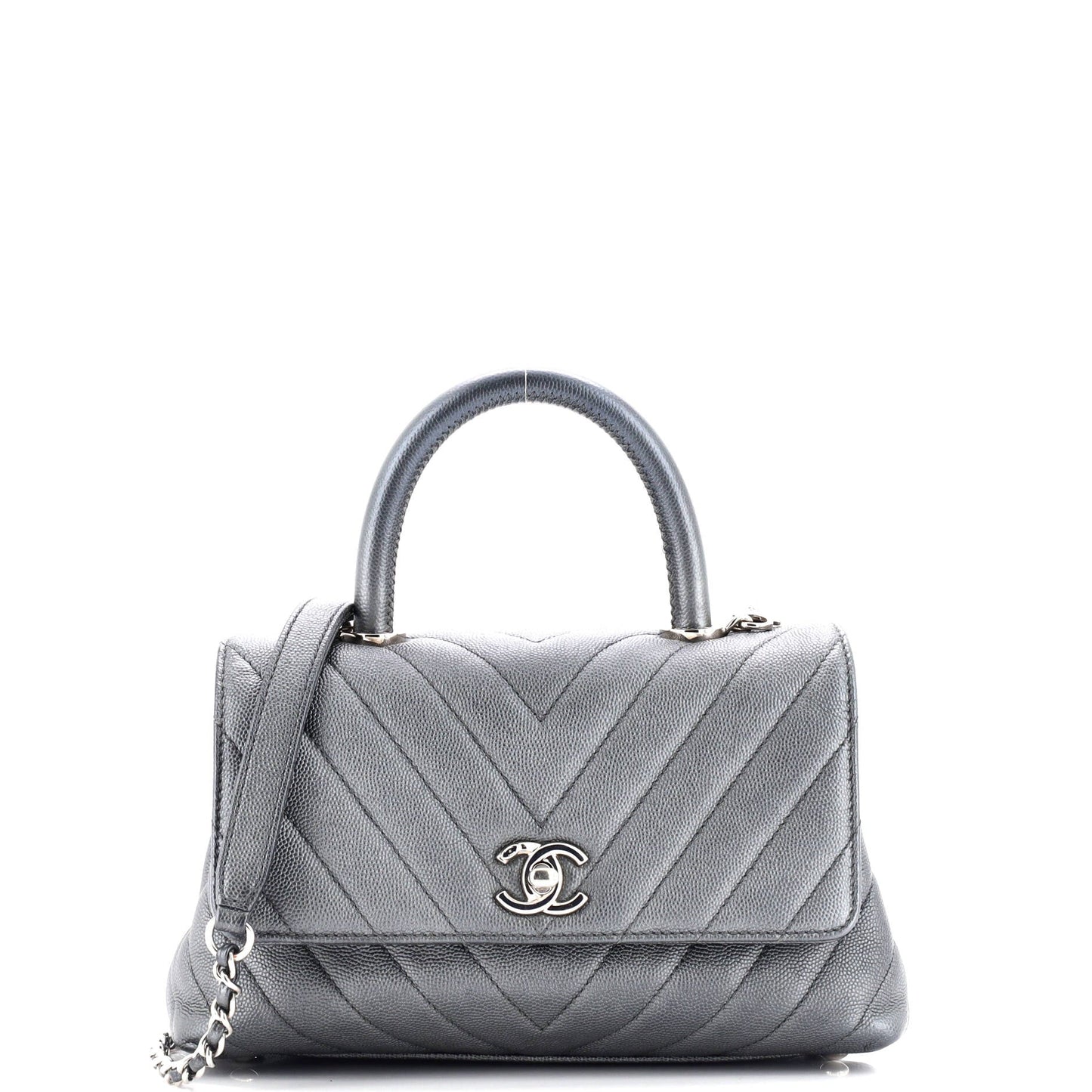 Coco Top Handle Bag Chevron Caviar Mini