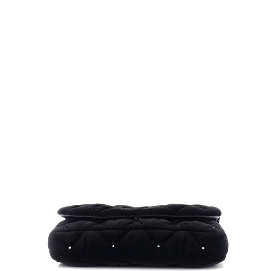 CC Chain Clutch Quilted Velvet with Crystals