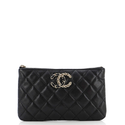 French New Wave O Case Pouch Quilted Caviar Small