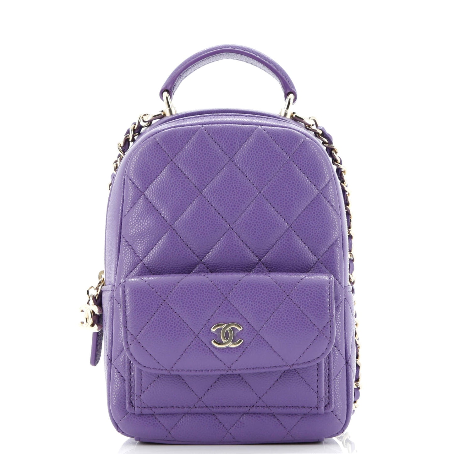 Classic CC Chain Pocket Backpack Quilted Caviar Mini