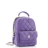 Classic CC Chain Pocket Backpack Quilted Caviar Mini