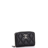 Textured CC Zip Coin Purse Quilted Lambskin Small