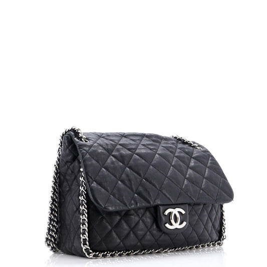 Chain Around Flap Bag Quilted Leather Maxi