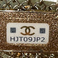CC Charm Kisslock Frame Clutch with Chain Embellished Metal Mesh Mini