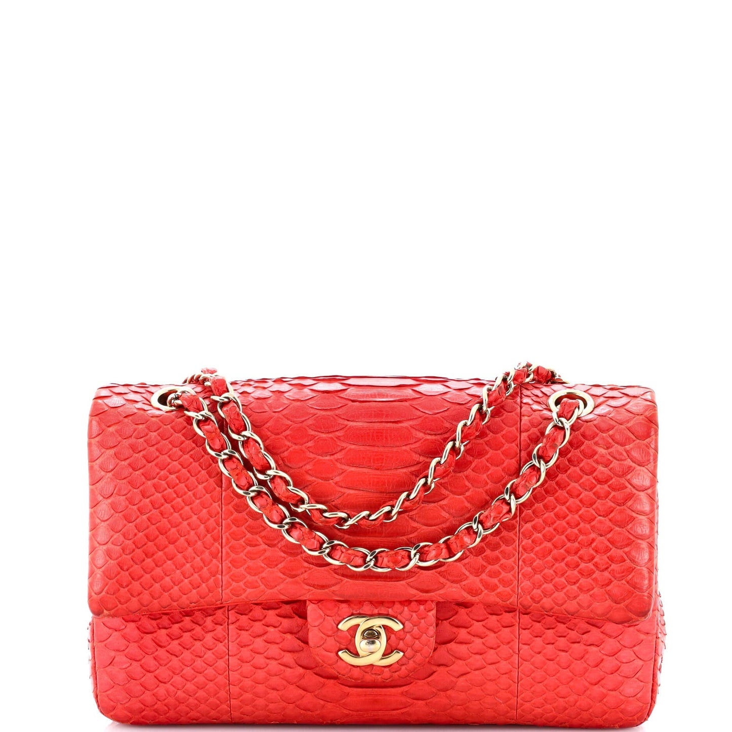 Classic Double Flap Bag Python Medium