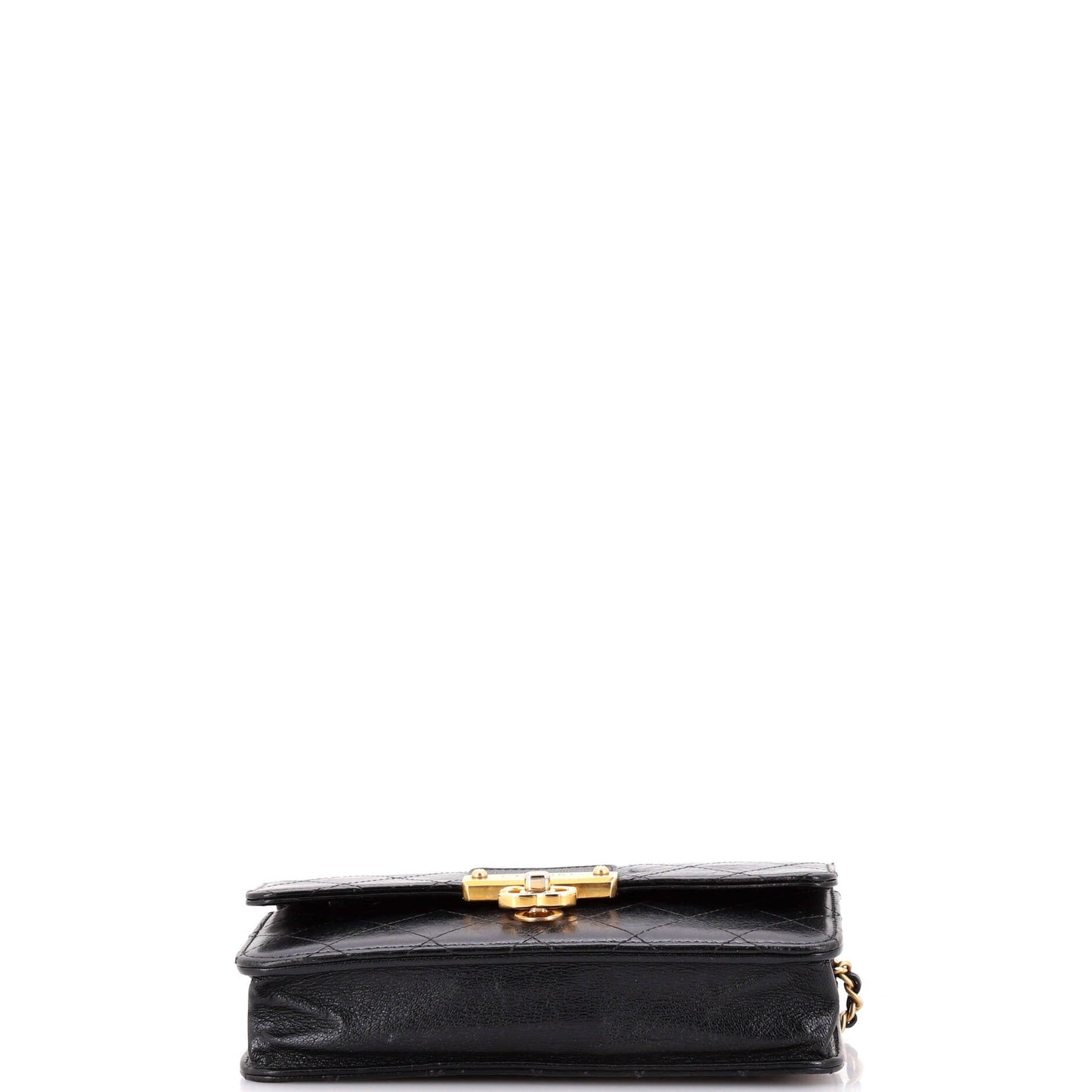 Logo Plate Wallet on Chain Quilted Goatskin