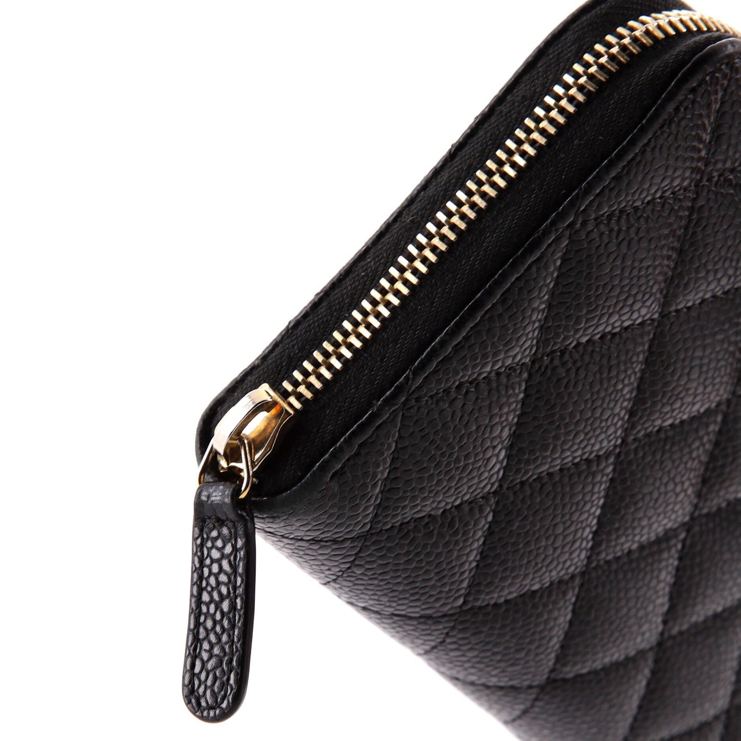 Zip Around Wallet Quilted Caviar Long