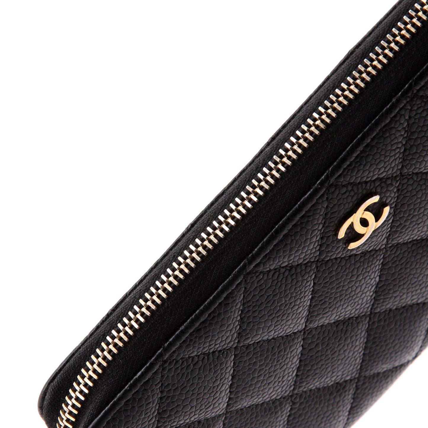 Zip Around Wallet Quilted Caviar Long