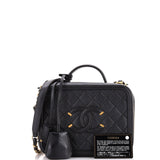 Filigree Vanity Case Quilted Caviar Medium