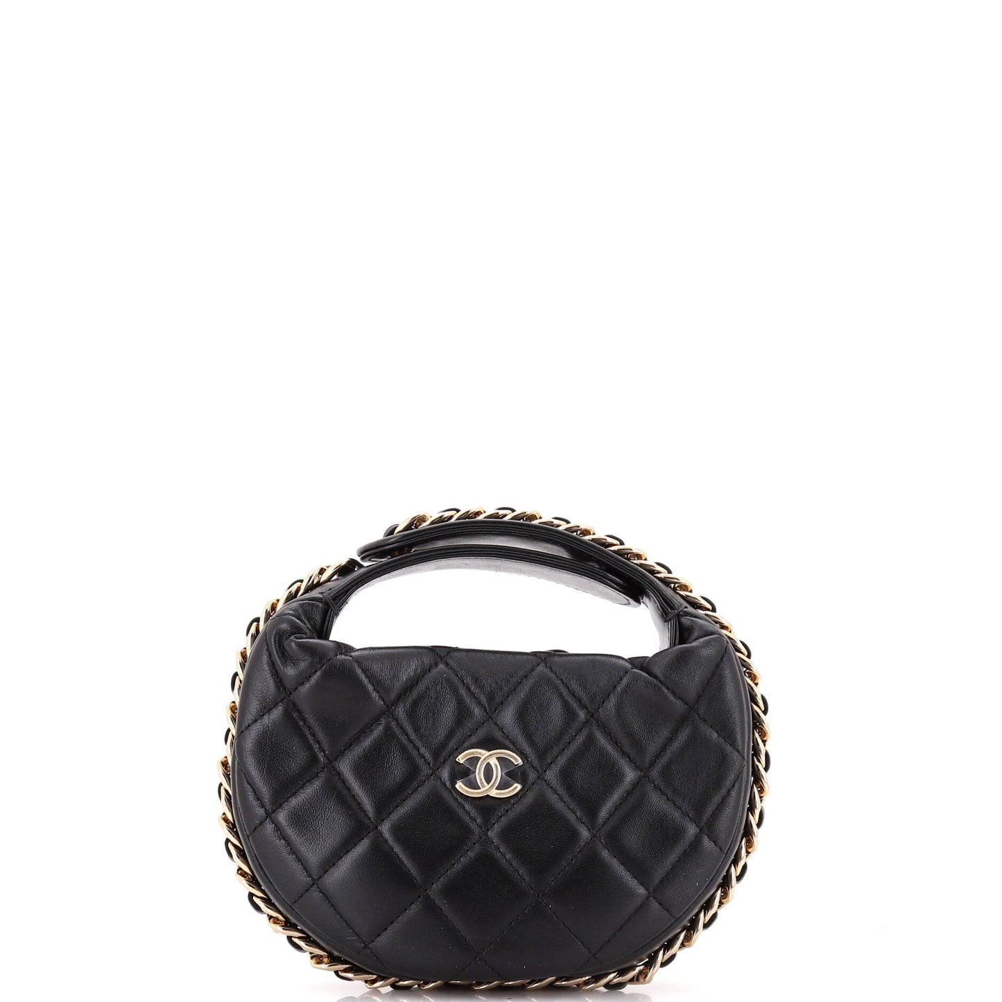 Chain Around Hobo Pouch Quilted Lambskin Mini