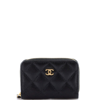 CC Zip Coin Purse Quilted Caviar Small