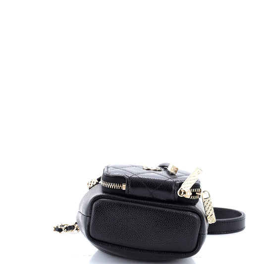 Business Affinity Drawstring Bucket Bag Quilted Caviar Mini