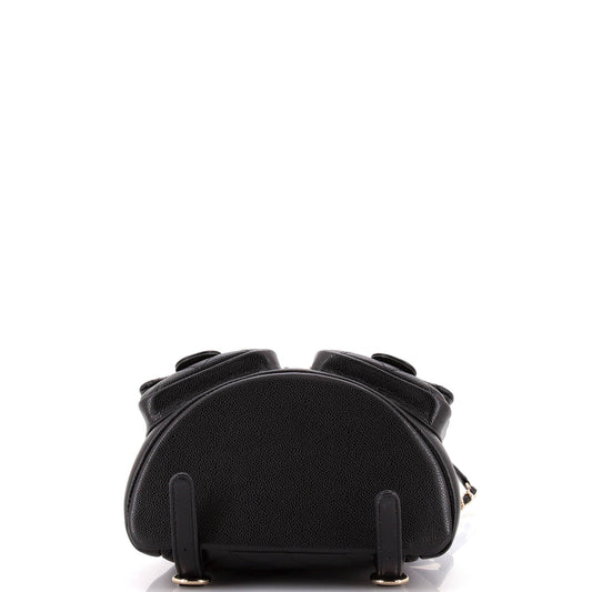 Duma Pockets Drawstring Backpack Quilted Caviar Small