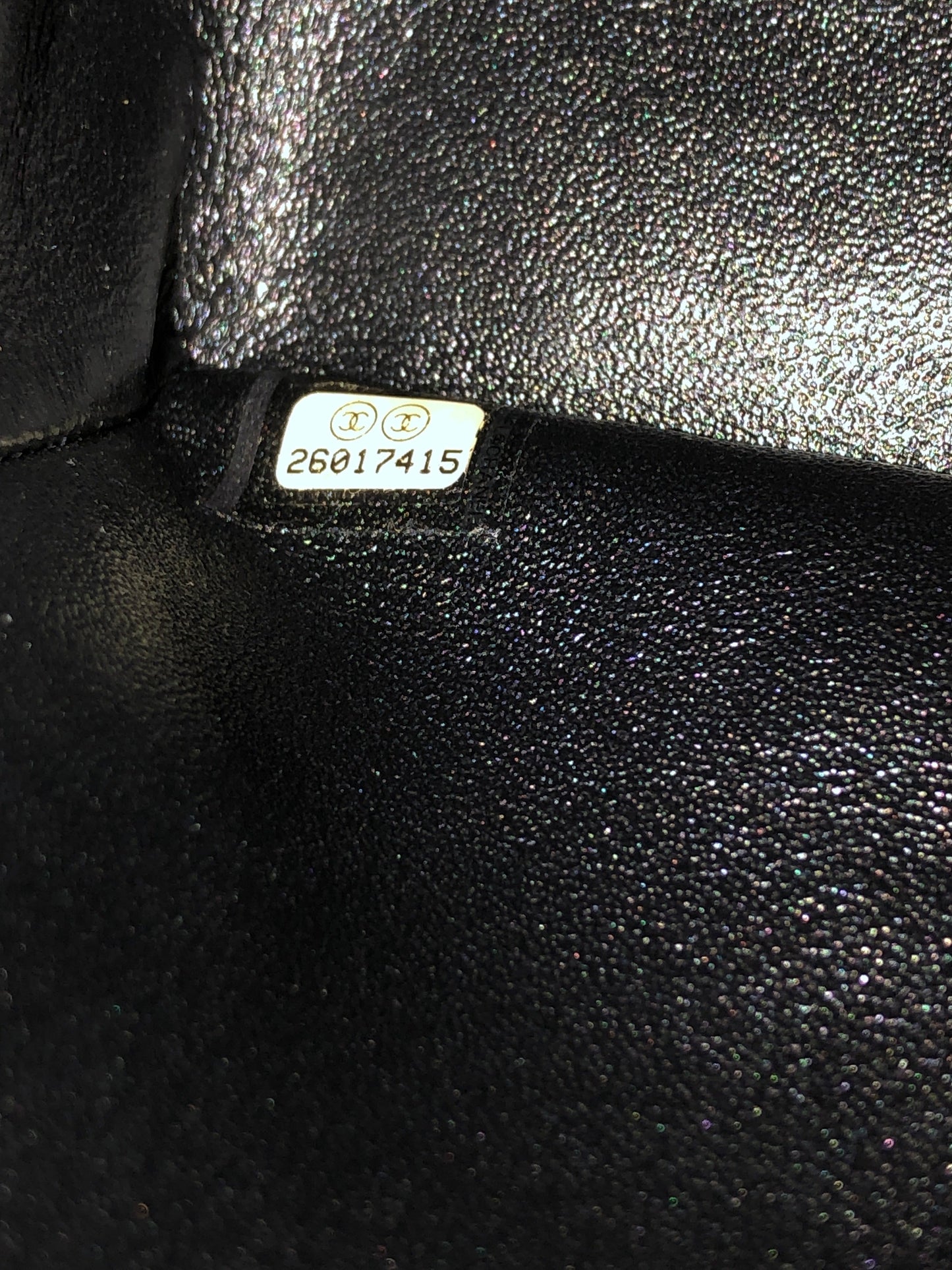 So Black Classic Double Flap Bag Chevron Crinkled Patent Medium
