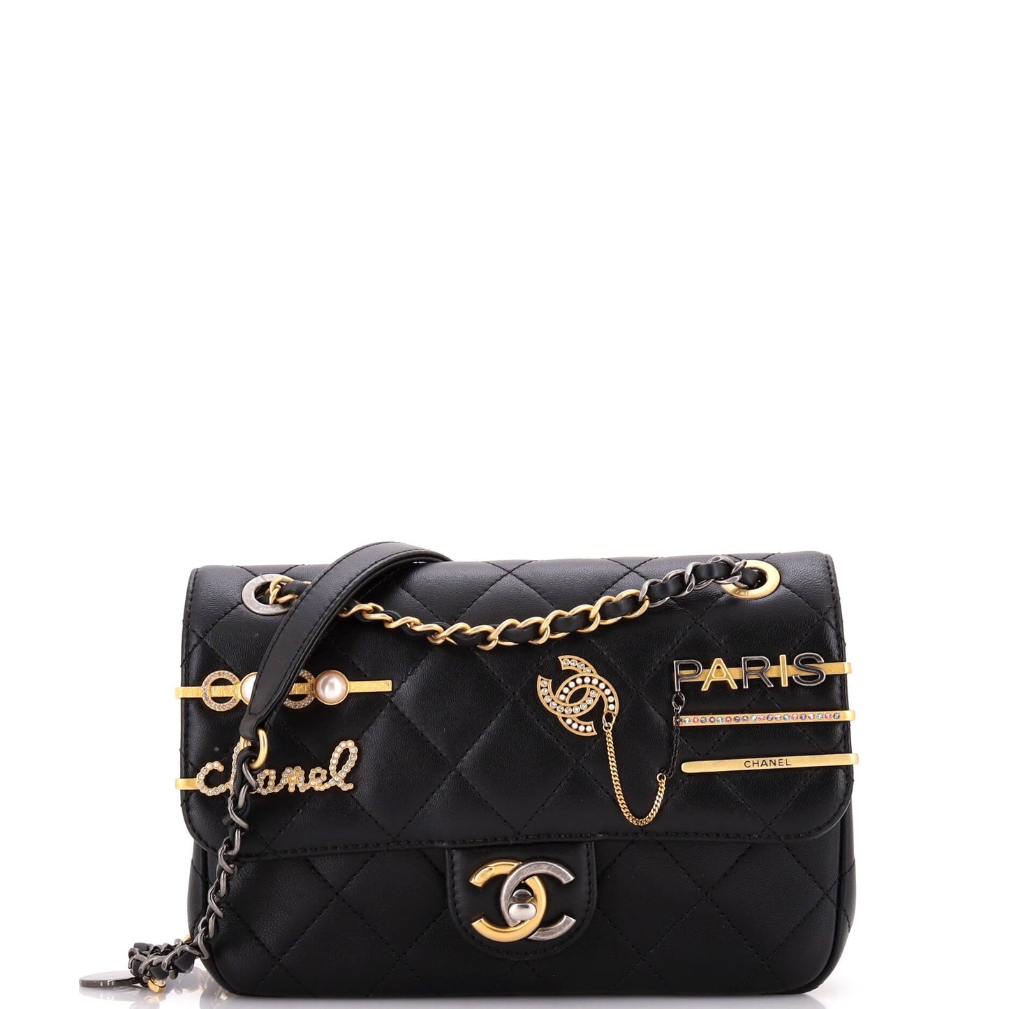 Coco Clips Flap Bag Embellished Quilted Lambskin Small