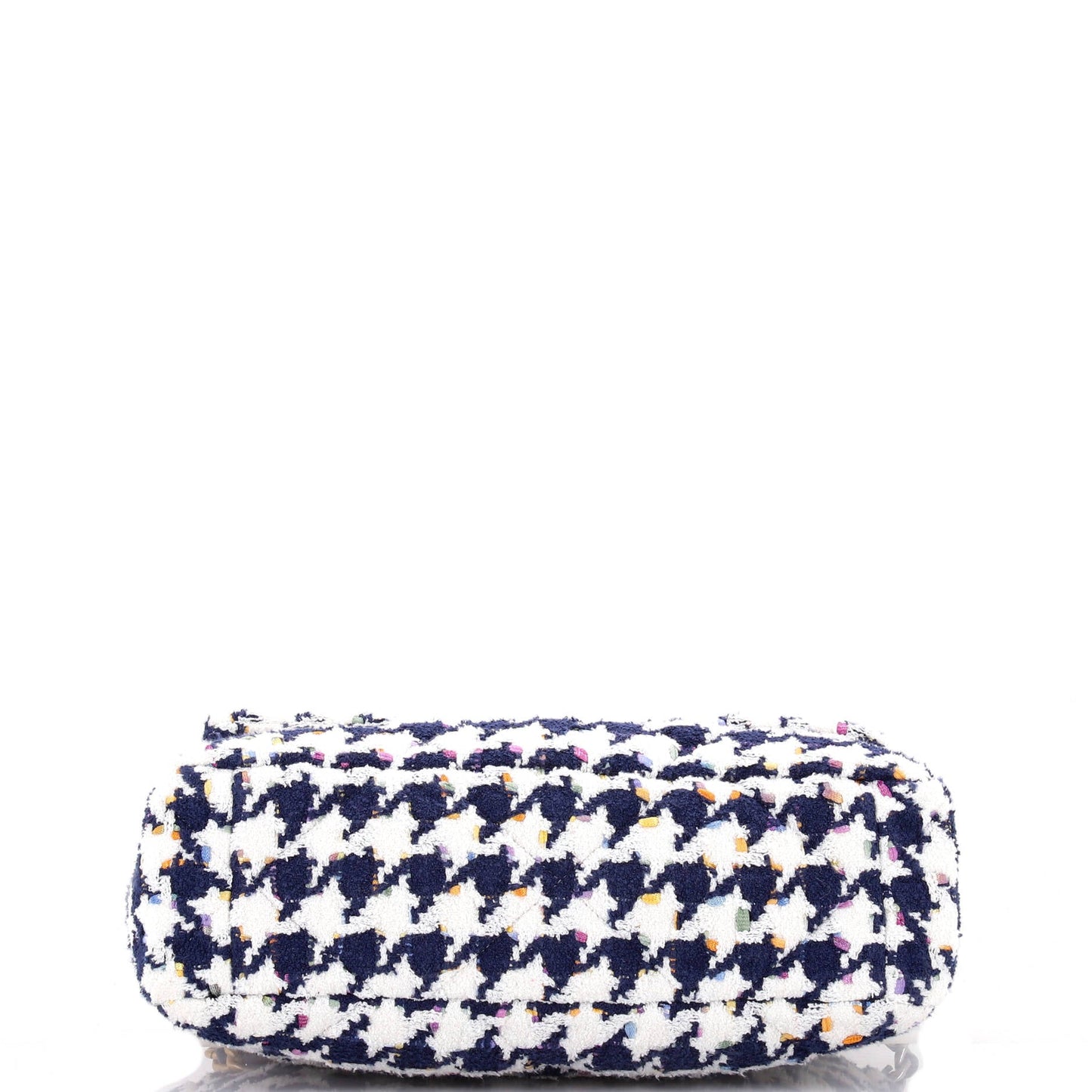 19 Flap Bag Quilted Houndstooth Tweed and Ribbon Large