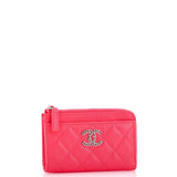 CC Cut Out Coco Chanel Zip Around Card Holder Quilted Caviar