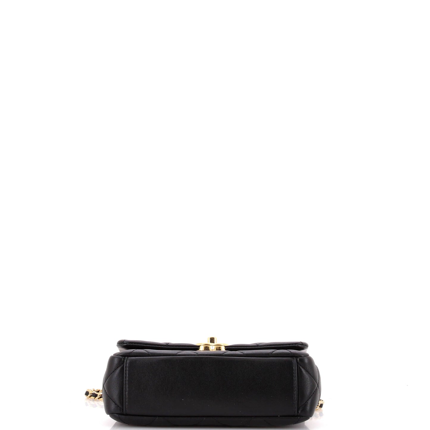Crystal CC Chain Handle Flap Bag Quilted Lambskin Small