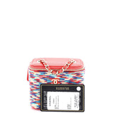 Classic Vanity Case with Chain Multicolor Embroidered Thread Mini