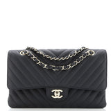 Classic Double Flap Bag Chevron Caviar Medium