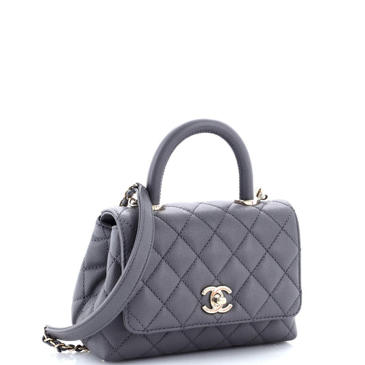 Coco Top Handle Bag Quilted Caviar Extra Mini