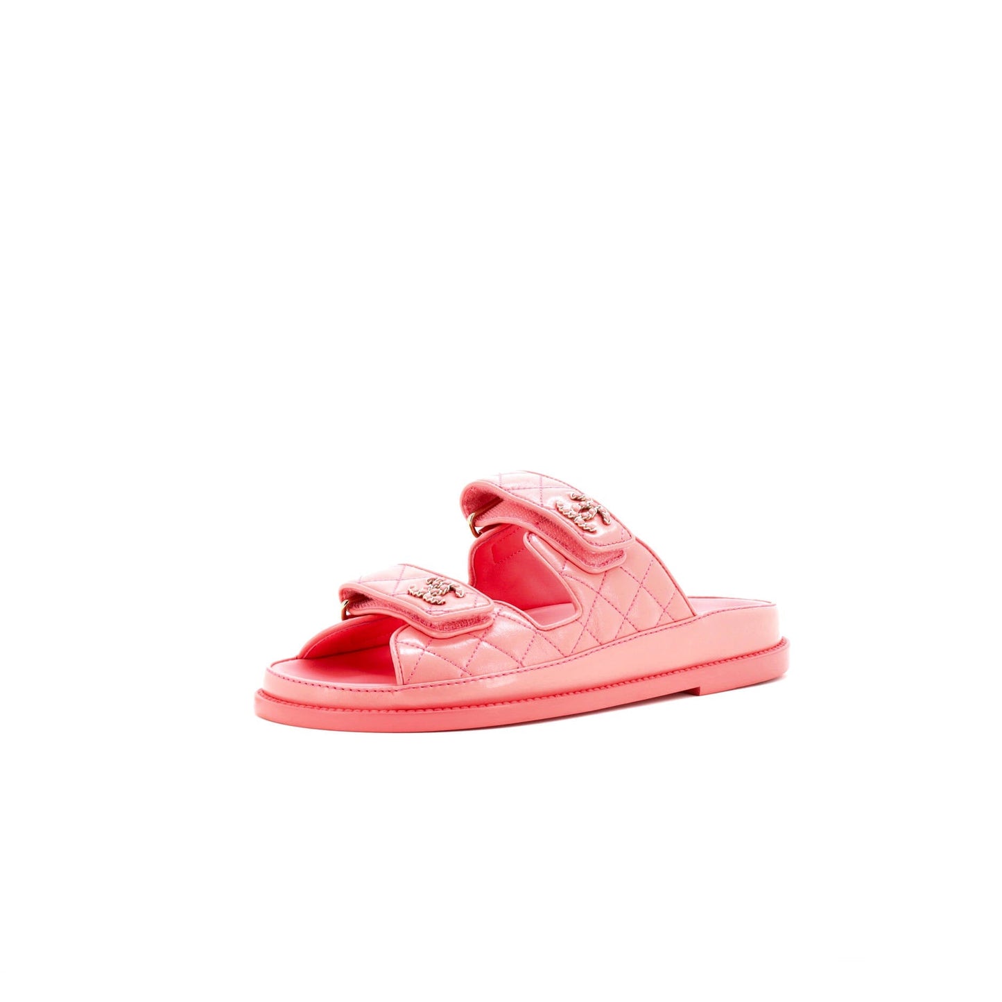 Women's Velcro Open Back Dad Sandals Quilted Leather