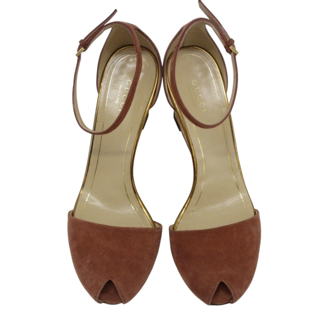 Gucci Suede Leather Wedge Sandals