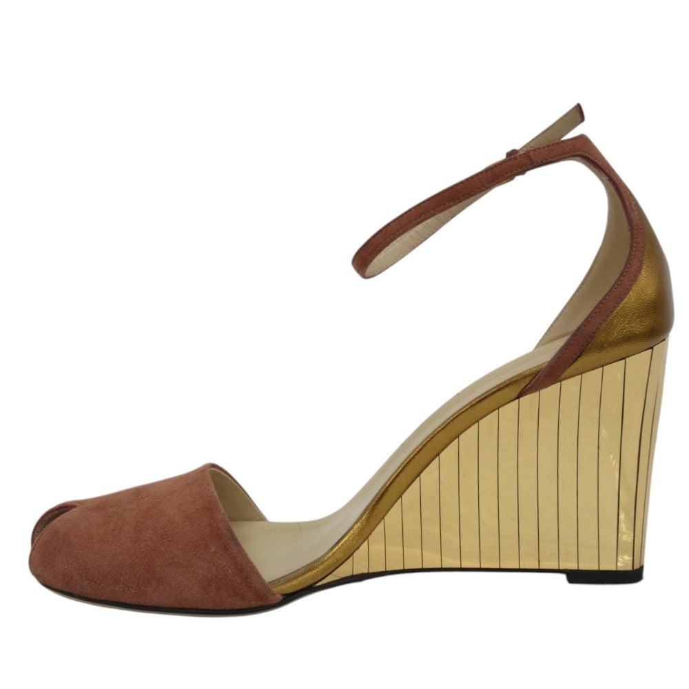 Gucci Suede Leather Wedge Sandals