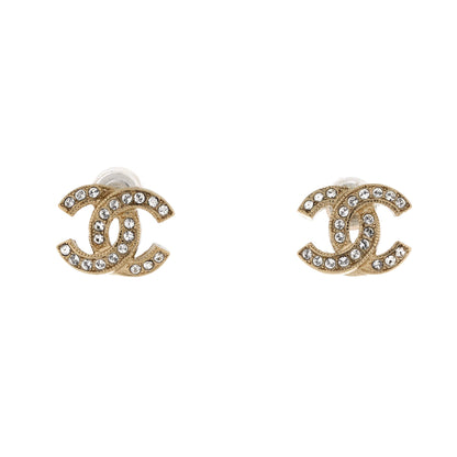 CC Stud Earrings Metal with Crystals