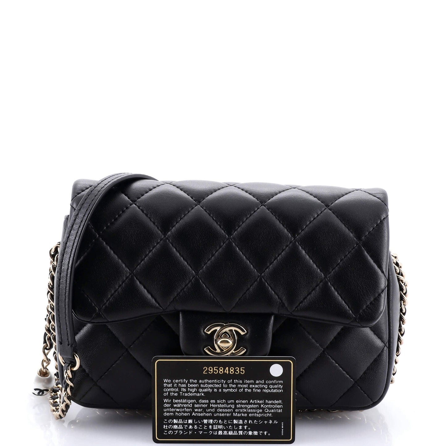 My Precious Pearls Chain Flap Bag Quilted Lambskin Medium