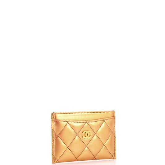 Classic Card Holder Quilted Iridescent Lambskin